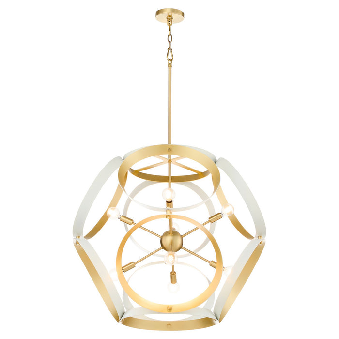 Quorum - 866-8-0880 - Eight Light Pendant - Domain - Studio White w/ Aged Brass