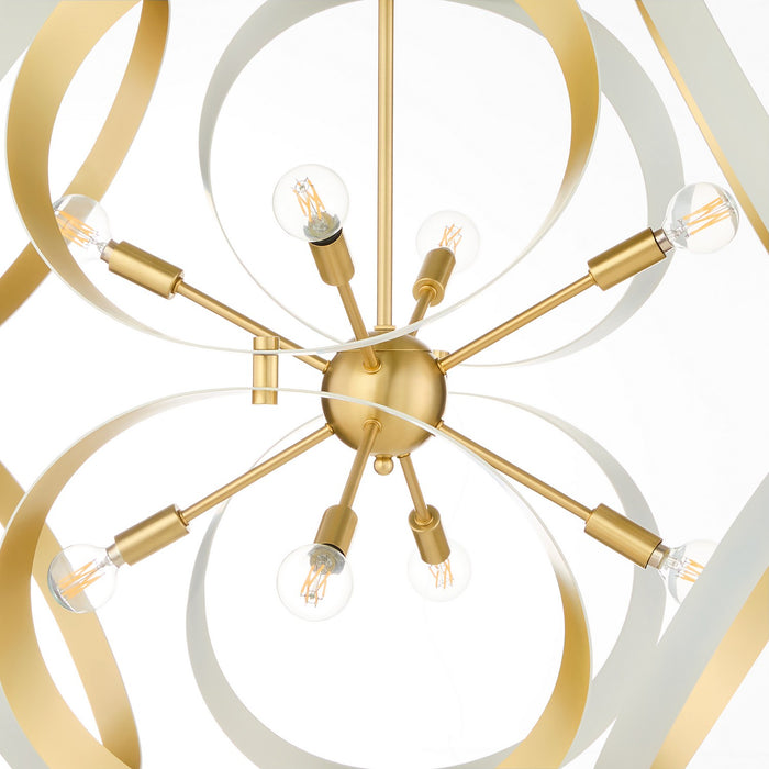 Quorum - 866-8-0880 - Eight Light Pendant - Domain - Studio White w/ Aged Brass