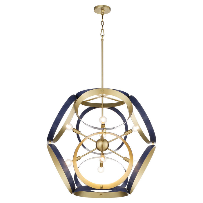 Quorum - 866-8-3280 - Eight Light Pendant - Domain - Blue w/ Aged Brass