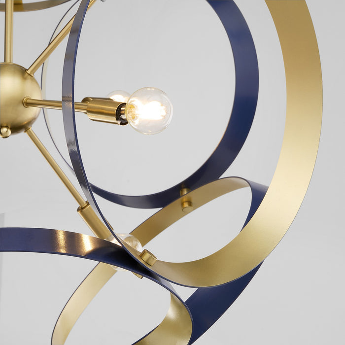Quorum - 866-8-3280 - Eight Light Pendant - Domain - Blue w/ Aged Brass