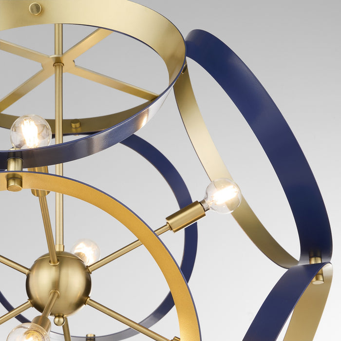 Quorum - 866-8-3280 - Eight Light Pendant - Domain - Blue w/ Aged Brass