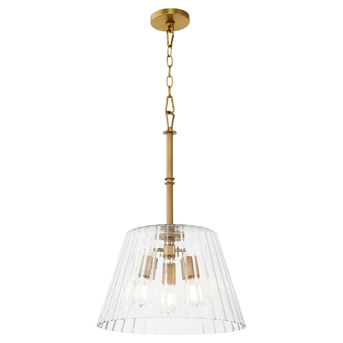 Quorum - 8803-3-47 - Three Light Pendant - Lawton - Brushed Brass