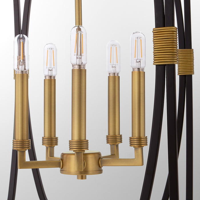 Quorum - 880-5-5947 - Five Light Pendant - Bishop - Matte Black / Brushed Brass