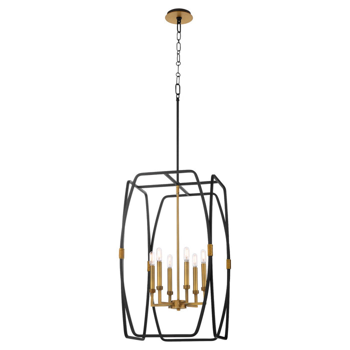 Quorum - 880-6-5947 - Six Light Pendant - Bishop - Matte Black / Brushed Brass