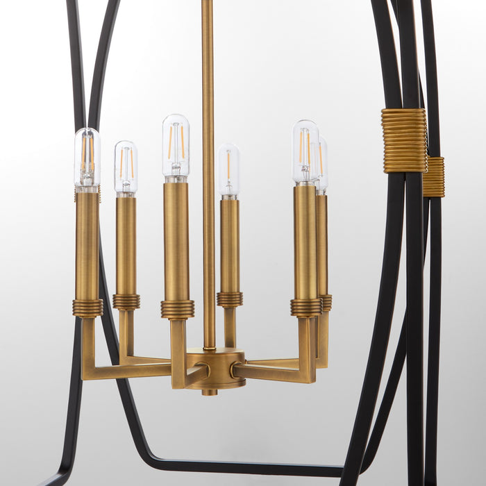 Quorum - 880-6-5947 - Six Light Pendant - Bishop - Matte Black / Brushed Brass