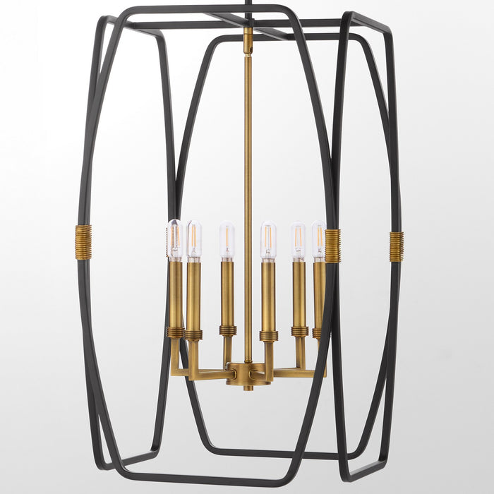 Quorum - 880-6-5947 - Six Light Pendant - Bishop - Matte Black / Brushed Brass
