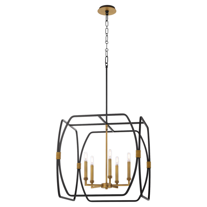Quorum - 881-5-5947 - Five Light Pendant - Bishop - Matte Black / Brushed Brass