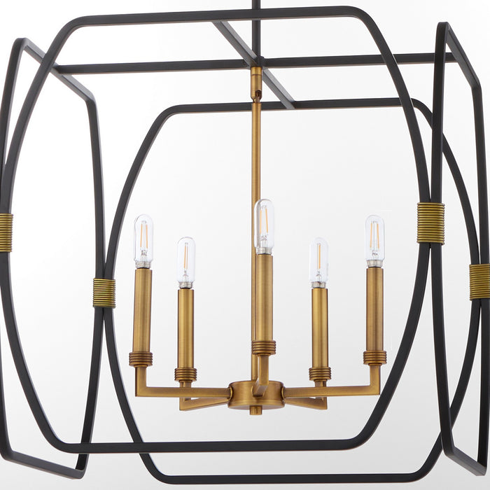 Quorum - 881-5-5947 - Five Light Pendant - Bishop - Matte Black / Brushed Brass