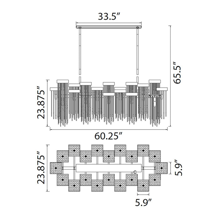 Zeev Lighting - CD10424-20-AGB - 20 Light Chandelier - Waterfall - Aged Brass