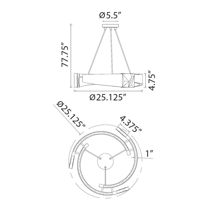 Zeev Lighting - CD11608-LED-3-25-TMBK - LED Chandelier - Arcus - Textured Matte Black