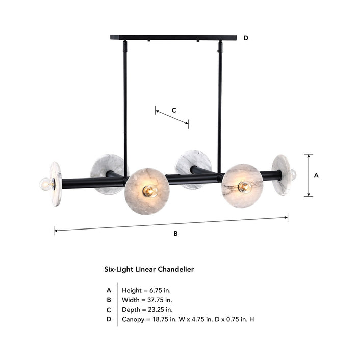 Designers Fountain - D325C-6LCH-MB - Six Light Linear Chandelier - Fina - Matte Black