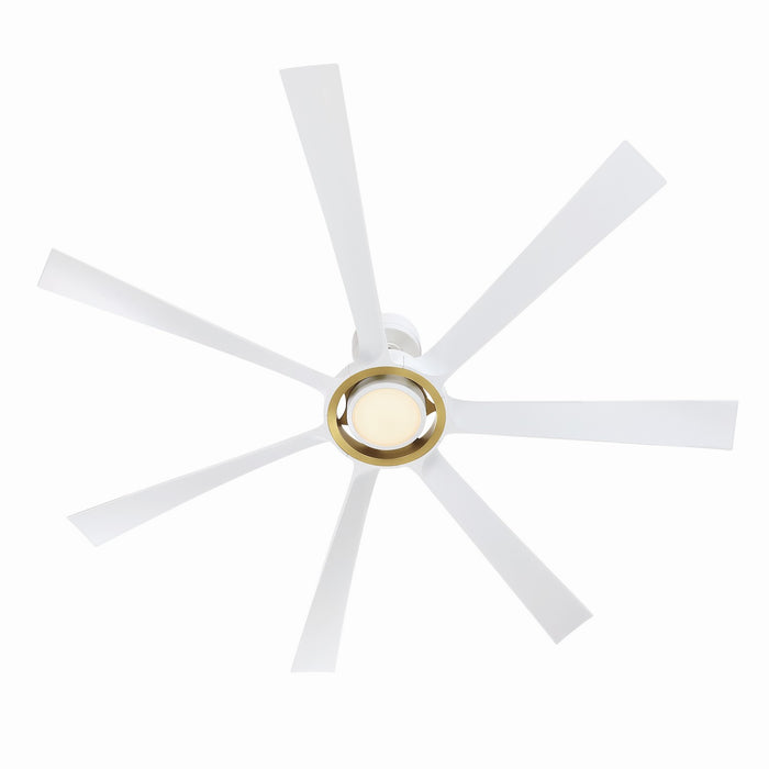 Fanimation - FPD7060MWBS - 60 Inches Ceiling Fan - Lenzi - Matte White w/Brushed Satin Brass