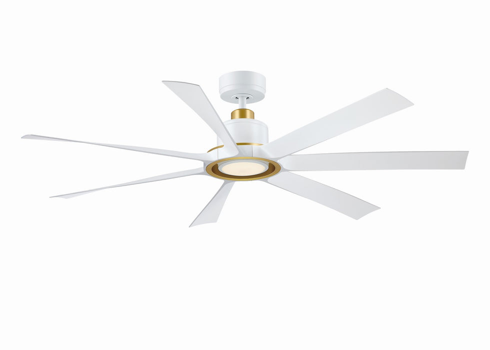 Fanimation - FPD7060MWBS - 60 Inches Ceiling Fan - Lenzi - Matte White w/Brushed Satin Brass