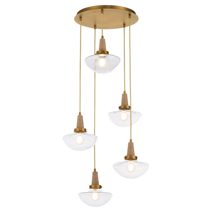 Quorum - 692-5-47 - Five Light Pendant - Stockport - Brushed Brass