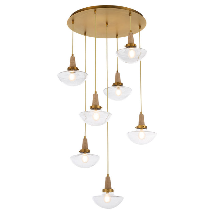 Quorum - 692-7-47 - Seven Light Pendant - Stockport - Brushed Brass