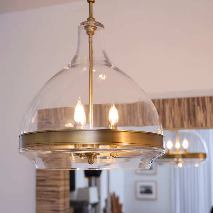 Quorum - 8002-3-47 - Three Light Pendant - Tilbrook - Brushed Brass