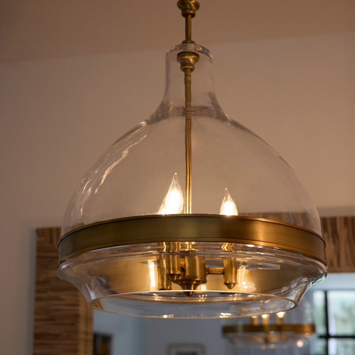 Quorum - 8002-3-47 - Three Light Pendant - Tilbrook - Brushed Brass