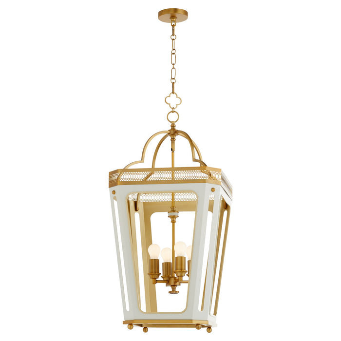 Quorum - 840-4-0847 - Four Light Pendant - Loire - Studio White|Brushed Brass