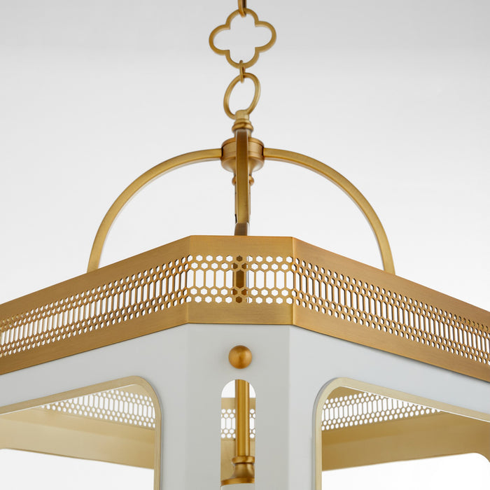 Quorum - 840-4-0847 - Four Light Pendant - Loire - Studio White|Brushed Brass