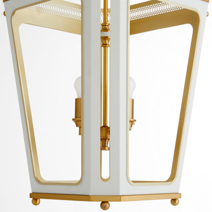 Quorum - 840-4-0847 - Four Light Pendant - Loire - Studio White|Brushed Brass