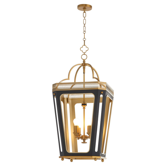 Quorum - 840-4-5947 - Four Light Pendant - Loire - Matte Black|Brushed Brass