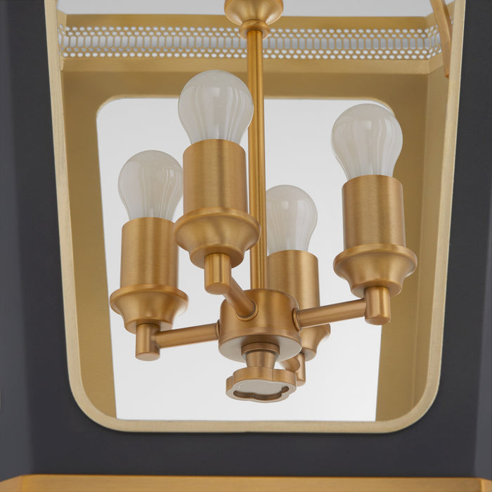 Quorum - 840-4-5947 - Four Light Pendant - Loire - Matte Black|Brushed Brass
