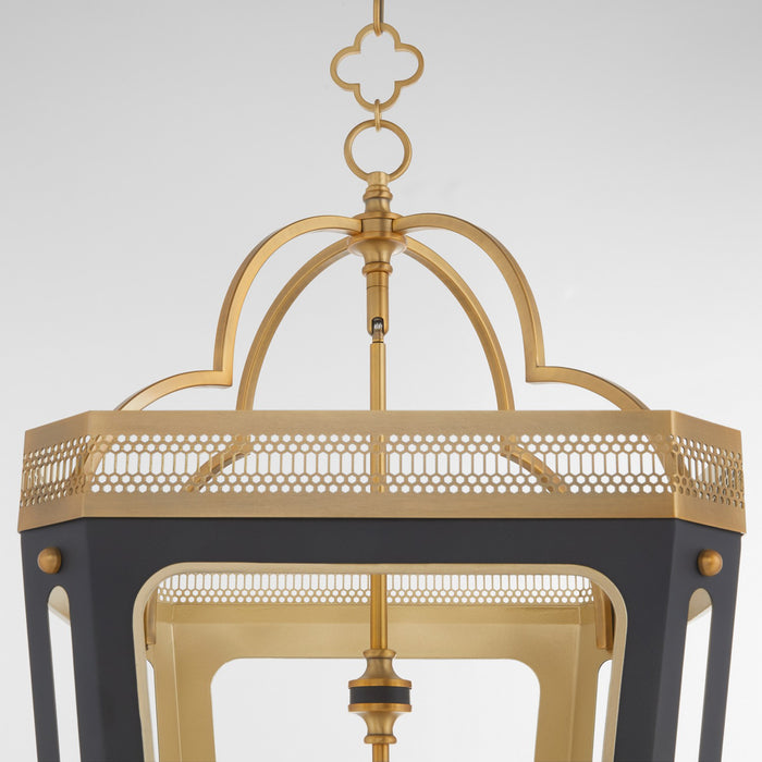 Quorum - 840-4-5947 - Four Light Pendant - Loire - Matte Black|Brushed Brass