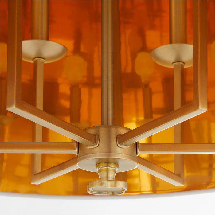 Quorum - 8562-6-80 - Six Light Pendant - Karnes - Aged Brass