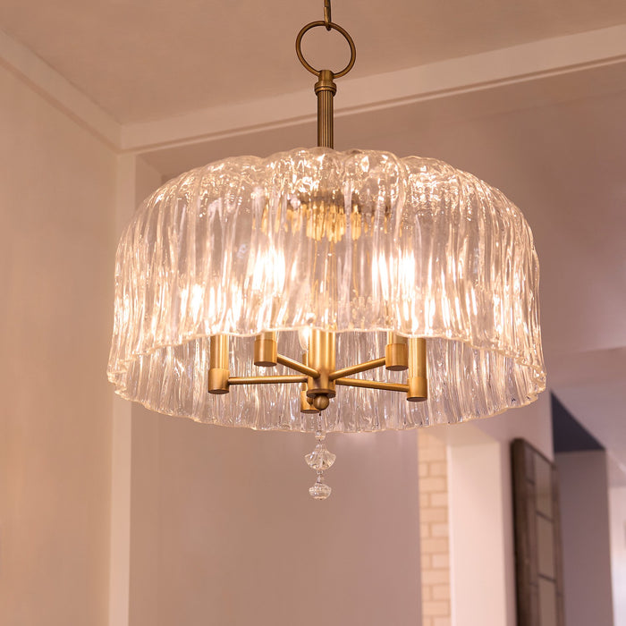 Quorum - 893-5-47 - Five Light Pendant - Meriam - Brushed Brass