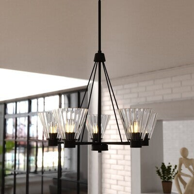 Vaxcel - H0309 - Five Light Chandelier - Dalton - Matte Black