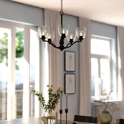 Vaxcel - H0311 - Five Light Chandelier - Bellwood - Matte Black