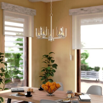 Vaxcel - H0314 - Five Light Chandelier - Park Ridge - Satin Nickel