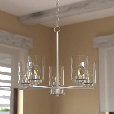 Vaxcel - H0314 - Five Light Chandelier - Park Ridge - Satin Nickel