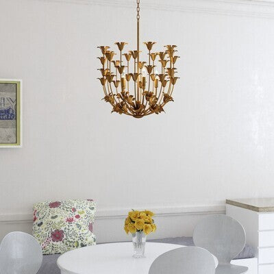 Vaxcel - P0433 - Five Light Pendant - Camellia - Gilded Gold