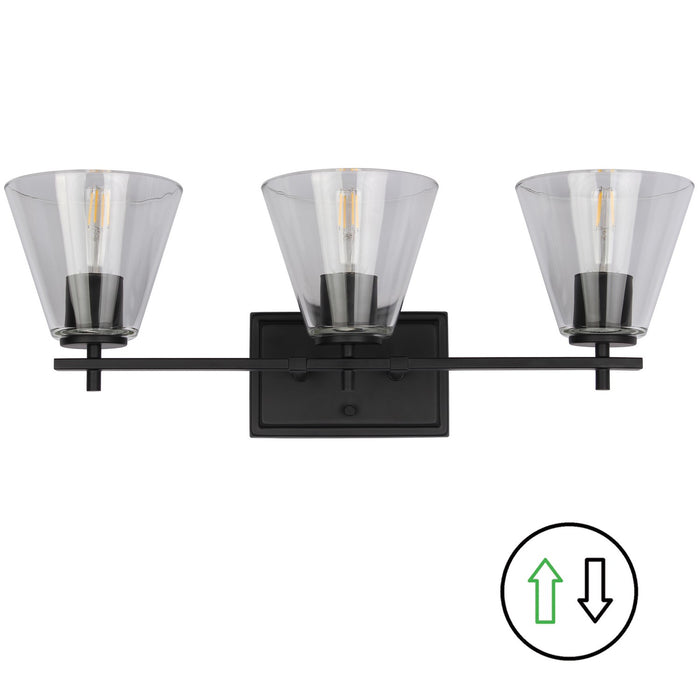 Dainolite Ltd - WND-233W-MB - Three Light Vanity - Wenda - Clear