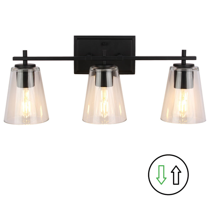 Dainolite Ltd - WND-233W-MB - Three Light Vanity - Wenda - Clear