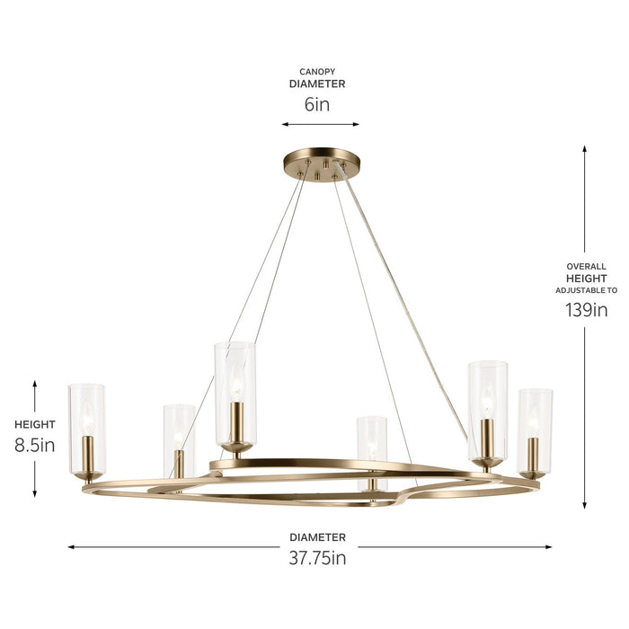 Kichler - 52771CPZ - Six Light Chandelier - Harpin - Champagne Bronze