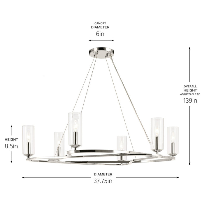 Kichler - 52771PN - Six Light Chandelier - Harpin - Polished Nickel