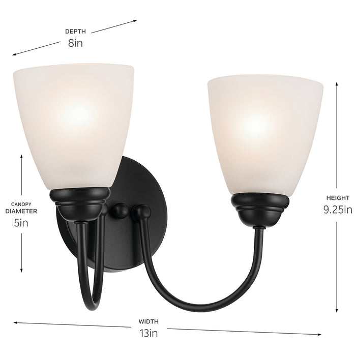 Kichler - 45638BK - Two Light Bath - Jolie - Black