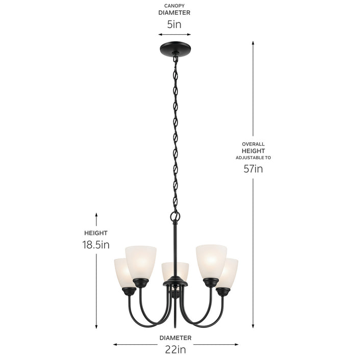 Kichler - 43638BK - Five Light Chandelier - Jolie - Black