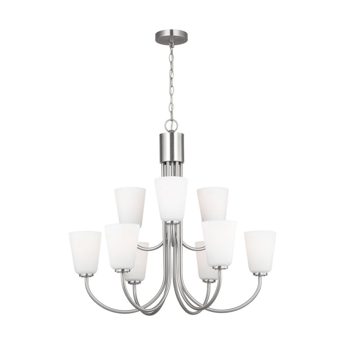 Generation Lighting - GLC1139BS - Nine Light Chandelier - Miles - Brushed Nickel