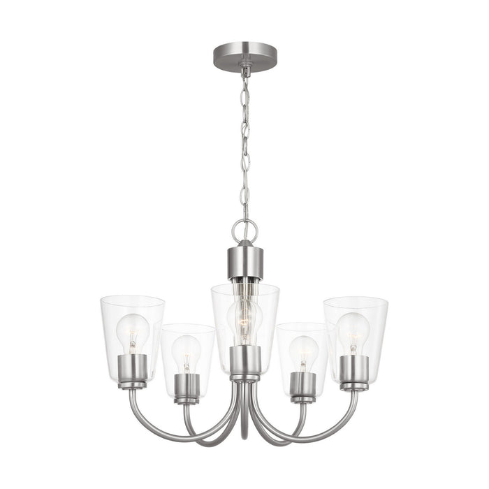 Generation Lighting - GLC1145BS - Five Light Chandelier - Miles - Brushed Nickel