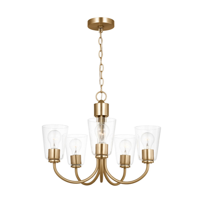 Generation Lighting - GLC1145SB - Five Light Chandelier - Miles - Satin Brass