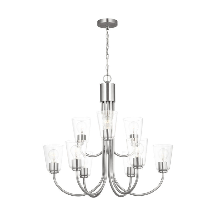 Generation Lighting - GLC1169BS - Nine Light Chandelier - Miles - Brushed Nickel