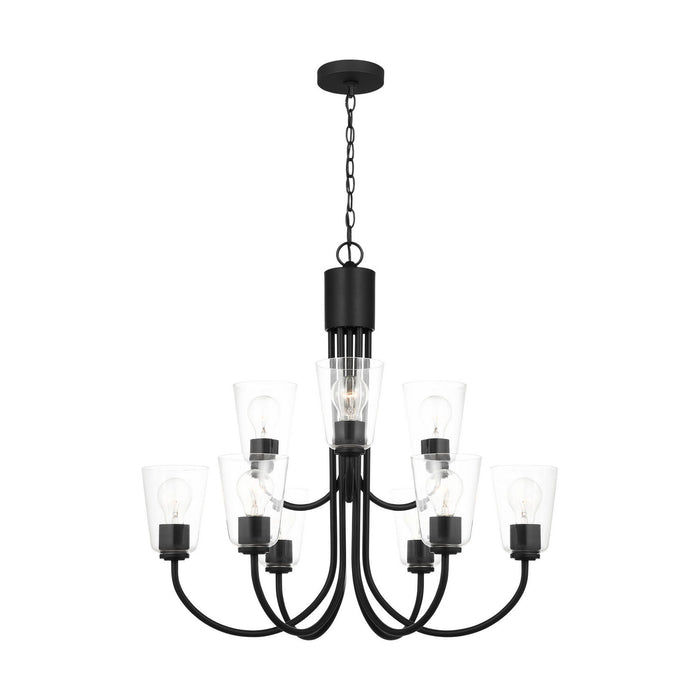 Generation Lighting - GLC1169MBK - Nine Light Chandelier - Miles - Midnight Black