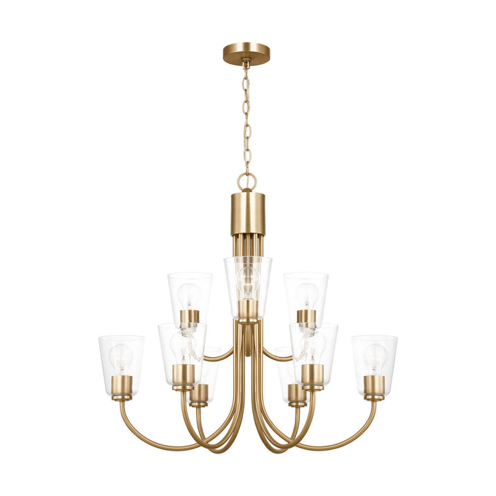 Generation Lighting - GLC1169SB - Nine Light Chandelier - Miles - Satin Brass