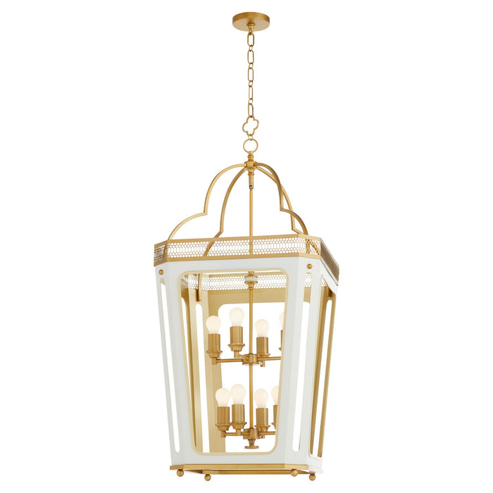 Quorum - 840-8-0847 - Eight Light Pendant - Loire - Studio White|Brushed Brass