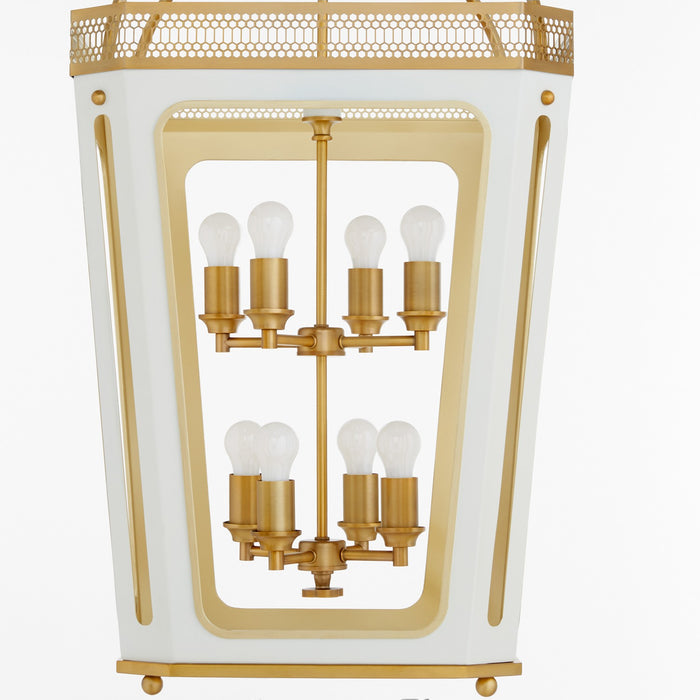 Quorum - 840-8-0847 - Eight Light Pendant - Loire - Studio White|Brushed Brass
