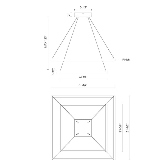 Kuzco Lighting - CH88232-BK-UNV-010 - LED Chandelier - Piazza - Black