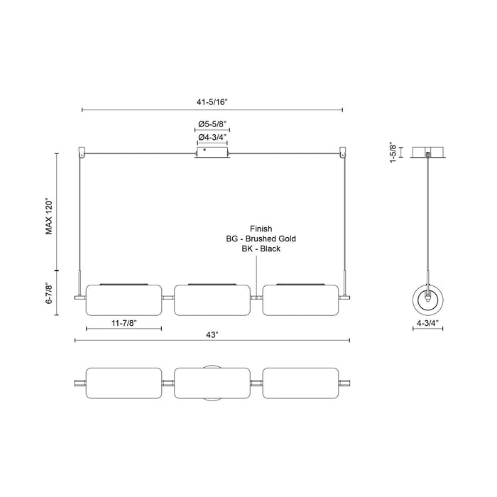 Kuzco Lighting - LP28543-BG-UNV - LED Linear Pendant - Hilo - Brushed Gold
